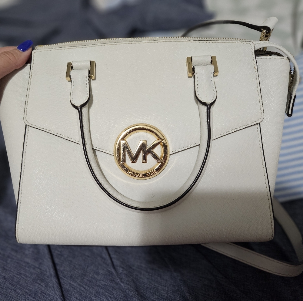 Michael Kors White Satchel with Gold Accents - Picture 1 of 4